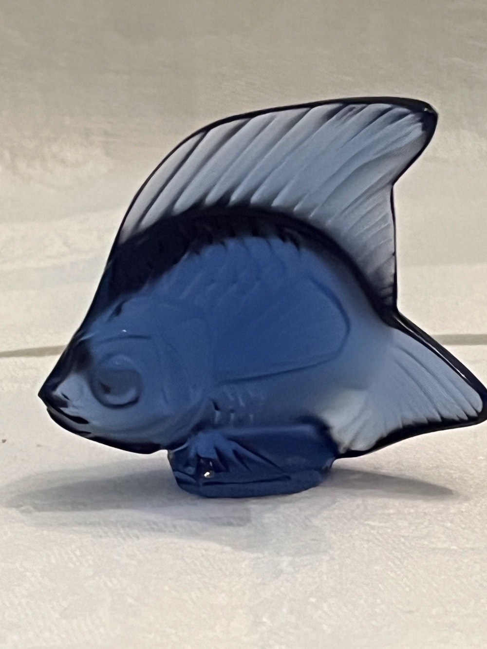 Lalique Crystal Sapphire Blue Fish Sculpture
